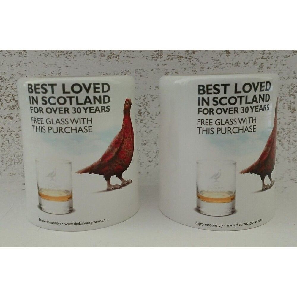 NEW Set of 2 The Famous Grouse Collectible Whiskey Glasses Etched Design 6 Oz